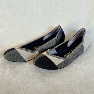 Rothy's The Flat Captoe Black Color block Textile Size US 8